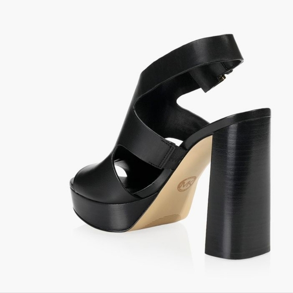 New Michael Kors Leather Platform Heels Sandals Sz 6 - Picture 4 of 14